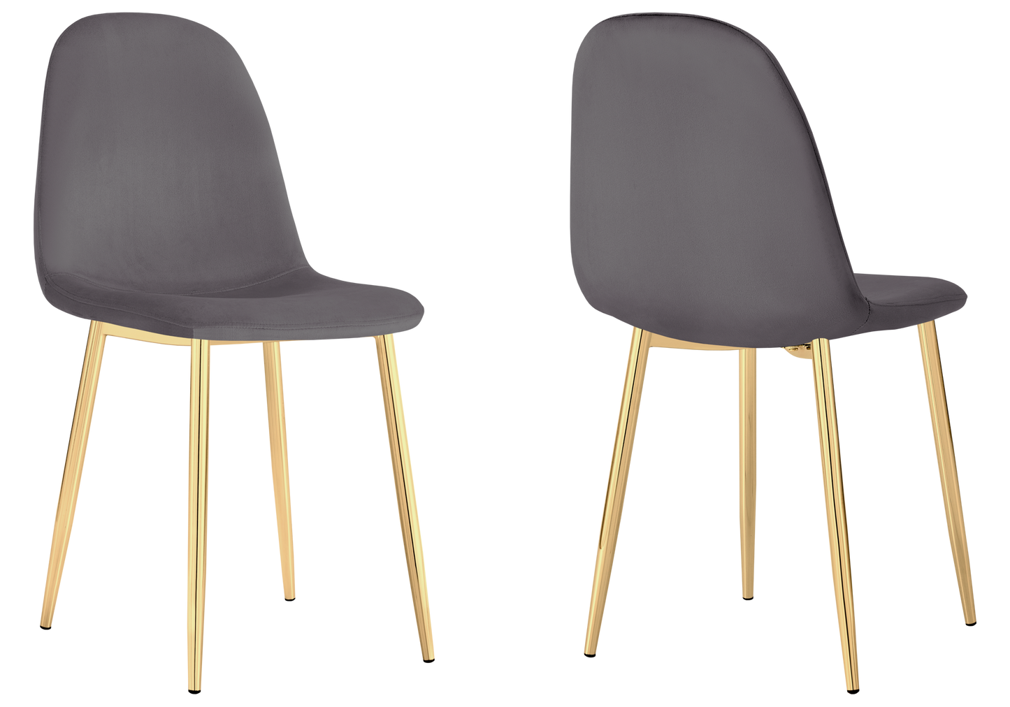Chaise velours anthracite et pieds dorés - Gina x6