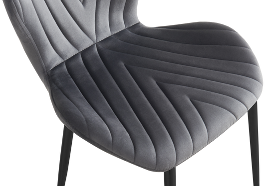 Chaise velours anthracite pieds noirs – Syra x4