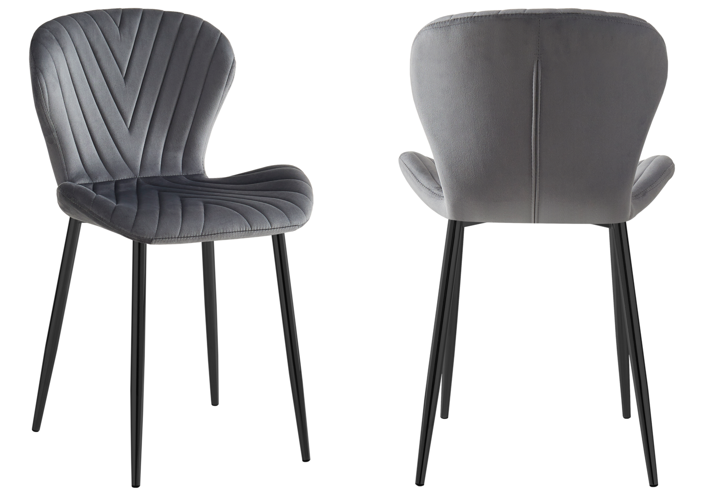 Chaise velours anthracite pieds noirs – Syra x4