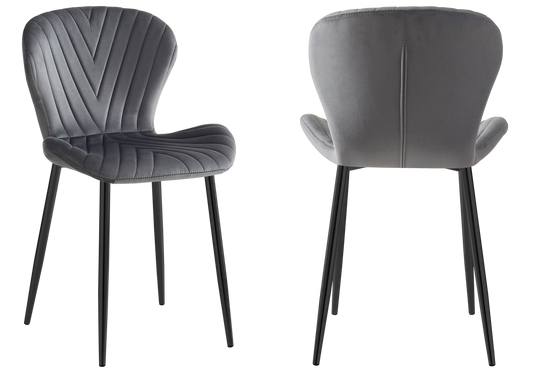 Chaise velours anthracite pieds noirs – Syra x4