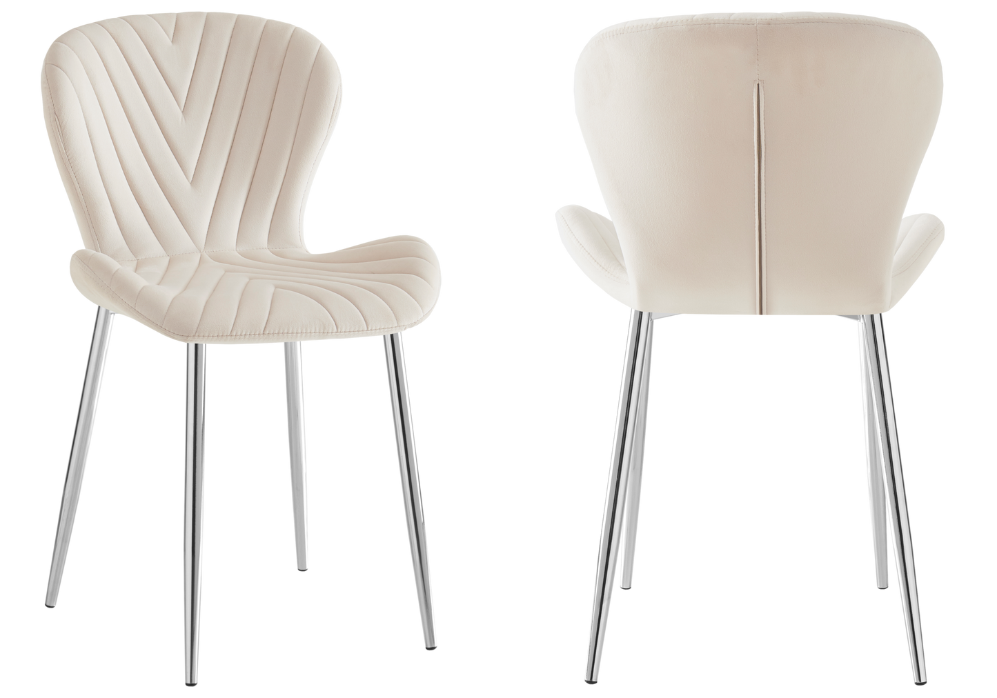 Chaise velours beige pieds argent – Syra x4