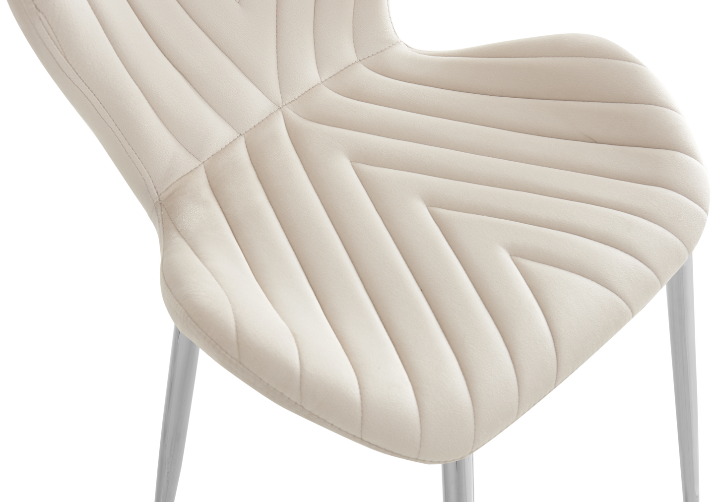 Chaise velours beige pieds argent – Syra x4