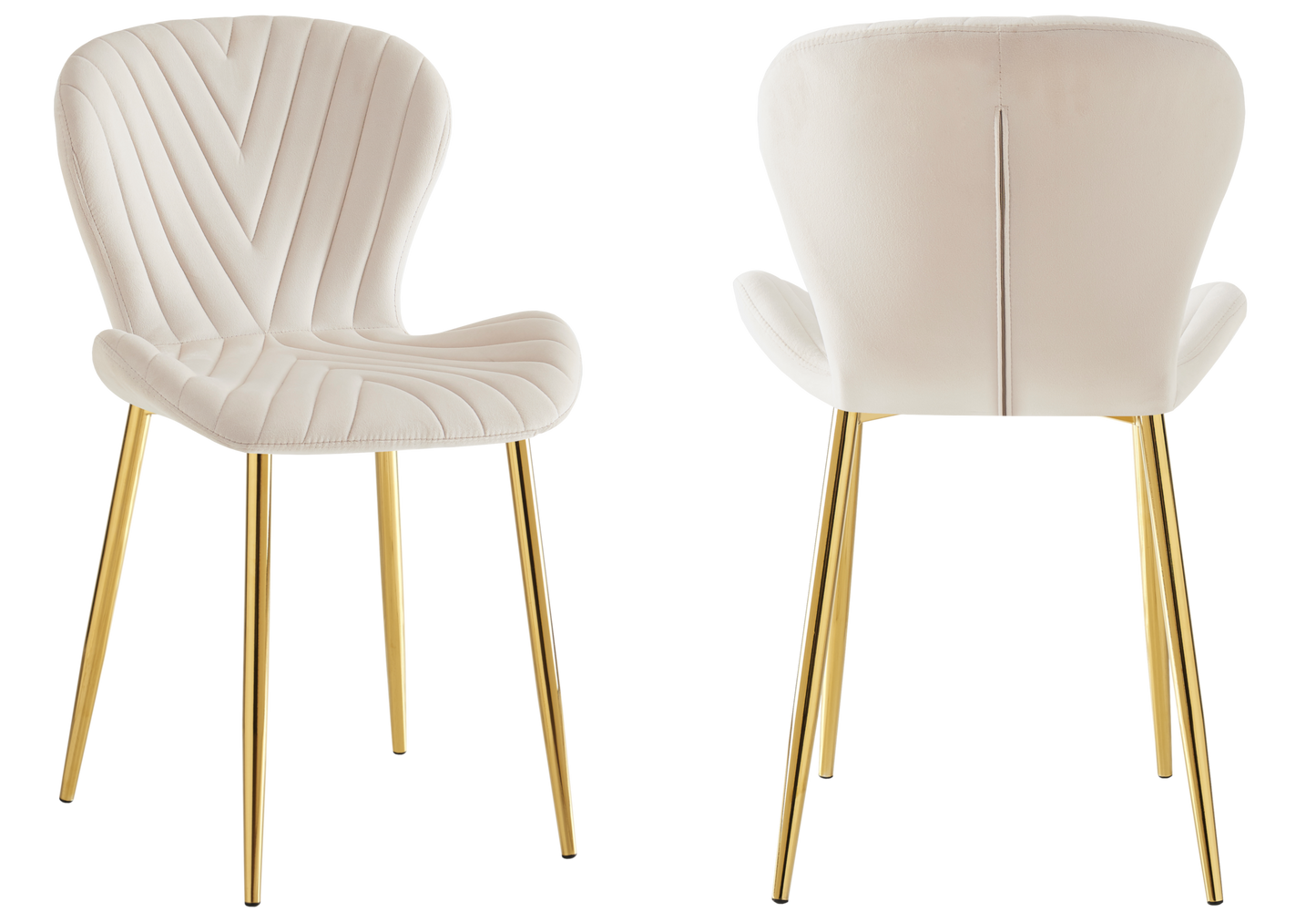 Chaise velours beige pieds dorés – Syra x4