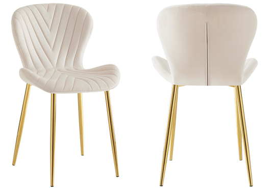 Chaise velours beige pieds dorés – Syra x4