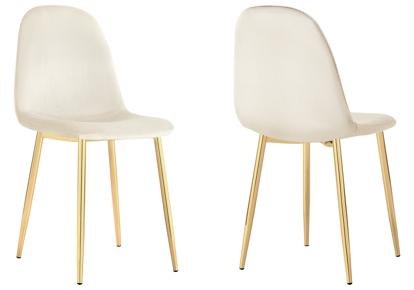 Chaise velours beige et pieds dorés - Gina x6