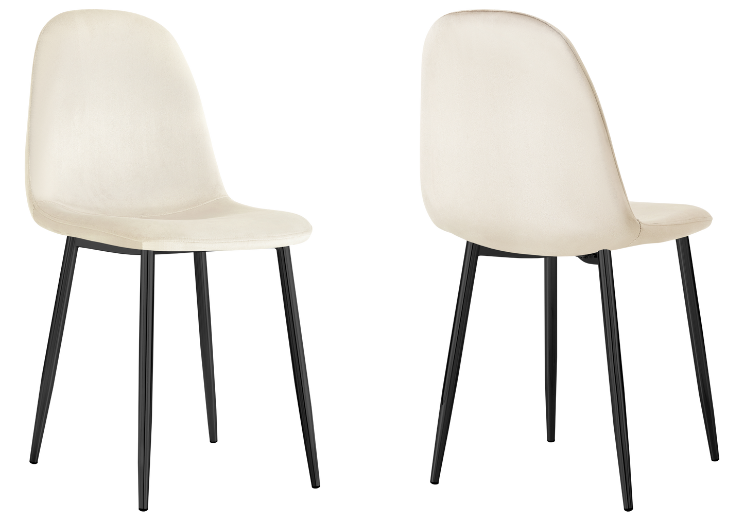 Chaise velours beige et pieds noirs - Gina x6