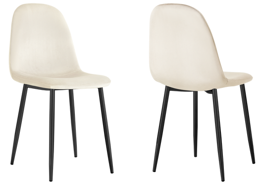 Chaise velours beige et pieds noirs - Gina x6
