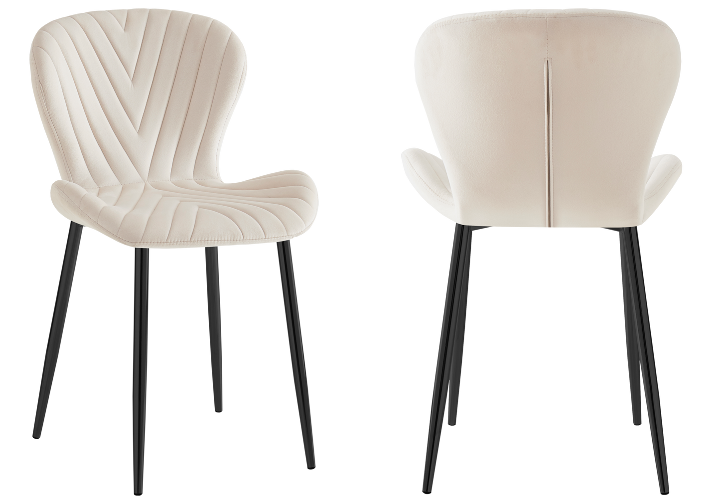 Chaise velours beige pieds noirs – Syra x4