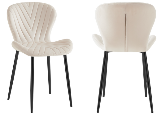 Chaise velours beige pieds noirs – Syra x4