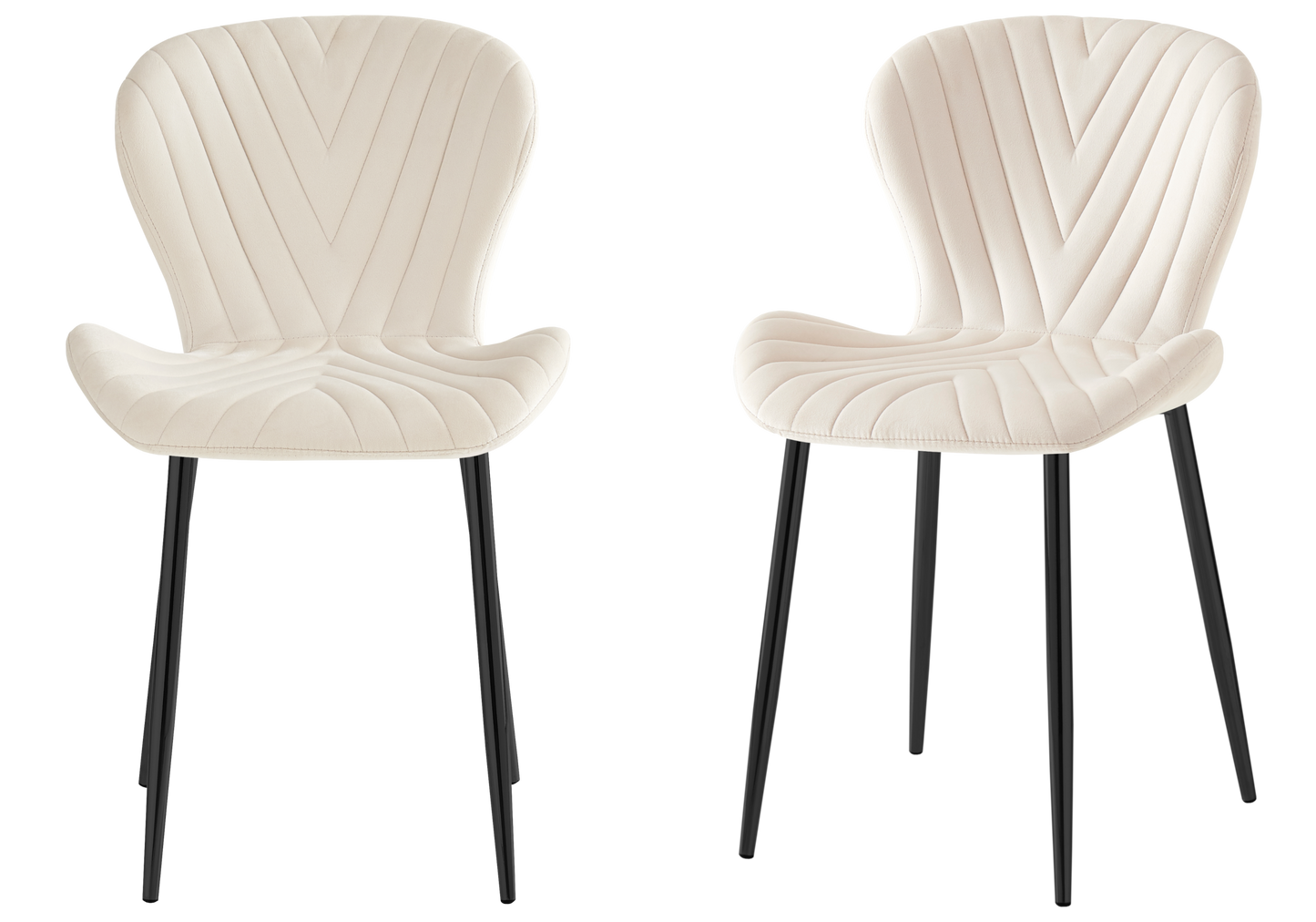 Chaise velours beige pieds noirs – Syra x4