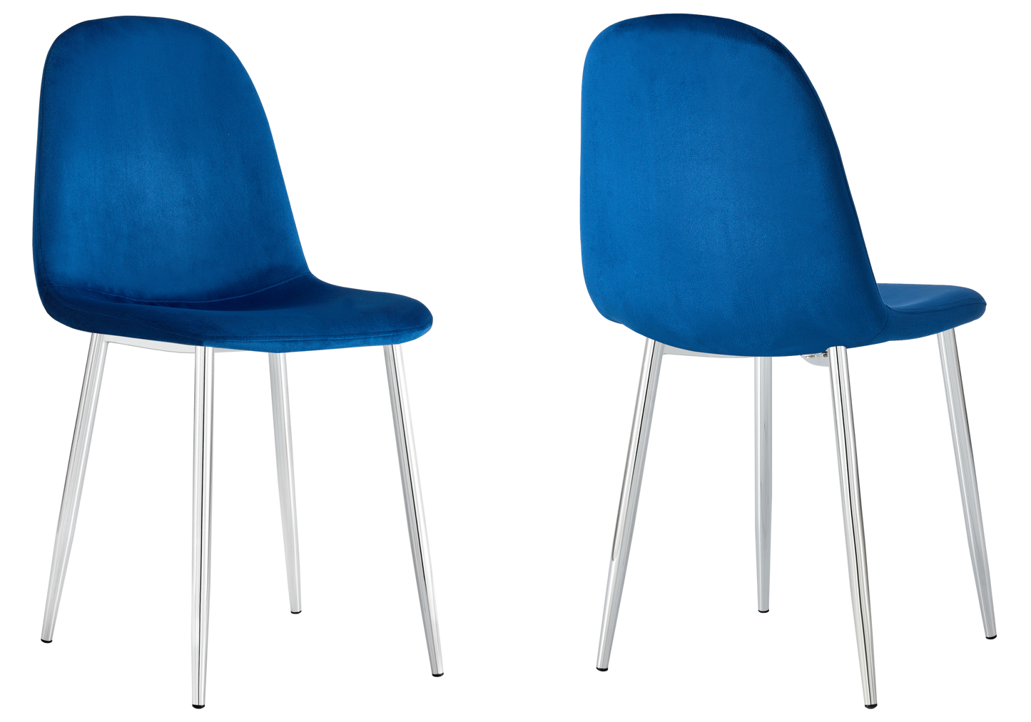 Chaise velours bleu et pieds argent - Gina x6