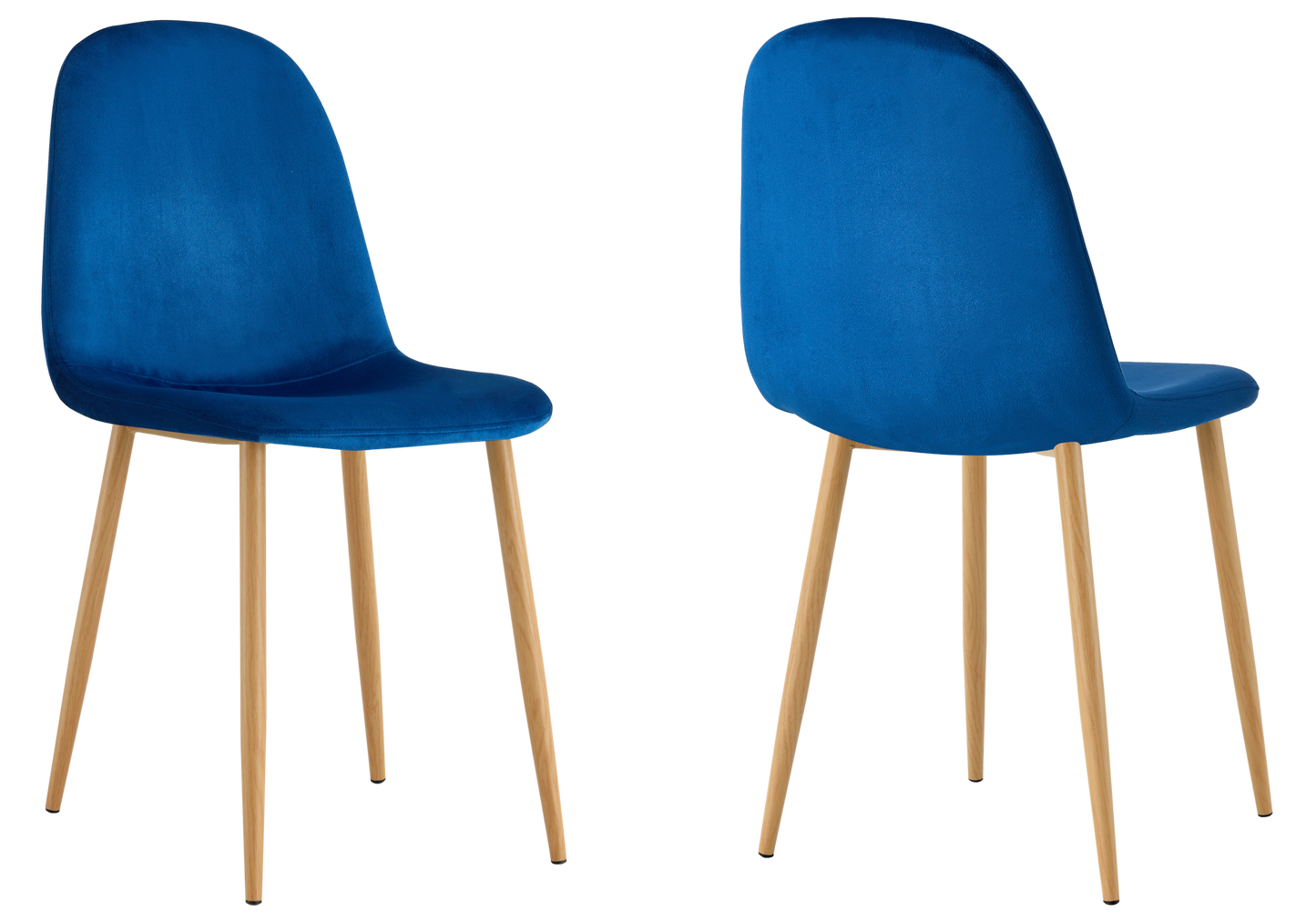 Chaise velours bleu et pieds bois - Gina x6