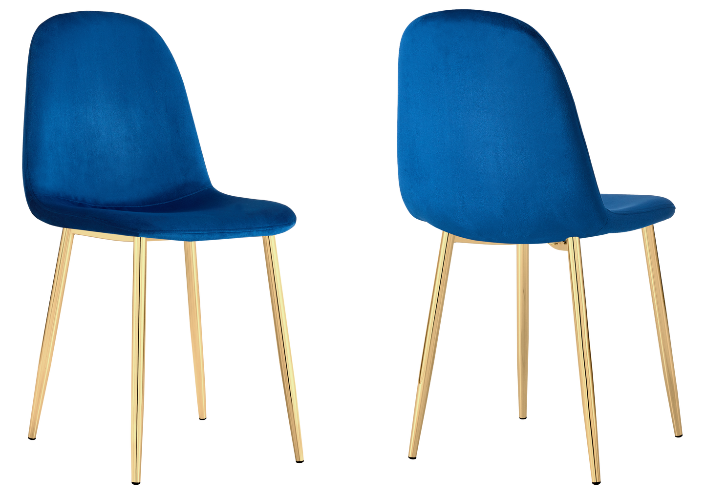 Chaise velours bleu et pieds dorés - Gina x6
