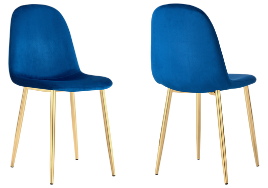 Chaise velours bleu et pieds dorés - Gina x6