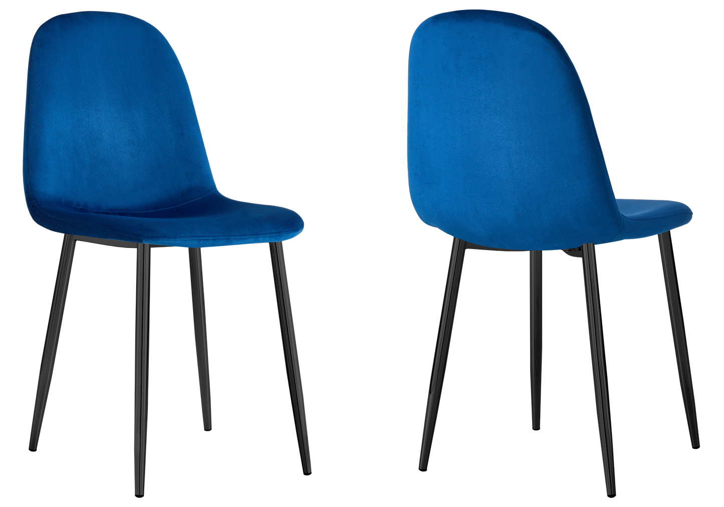 Chaise velours bleu et pieds noirs - Gina x6