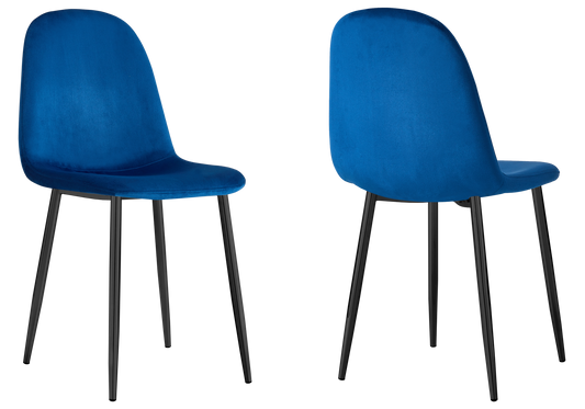 Chaise velours bleu et pieds noirs - Gina x6