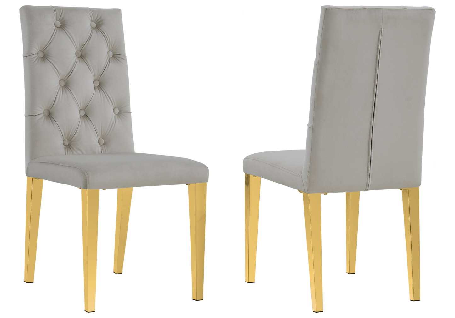 Salle à manger verre trempé pieds X dorés – Cross