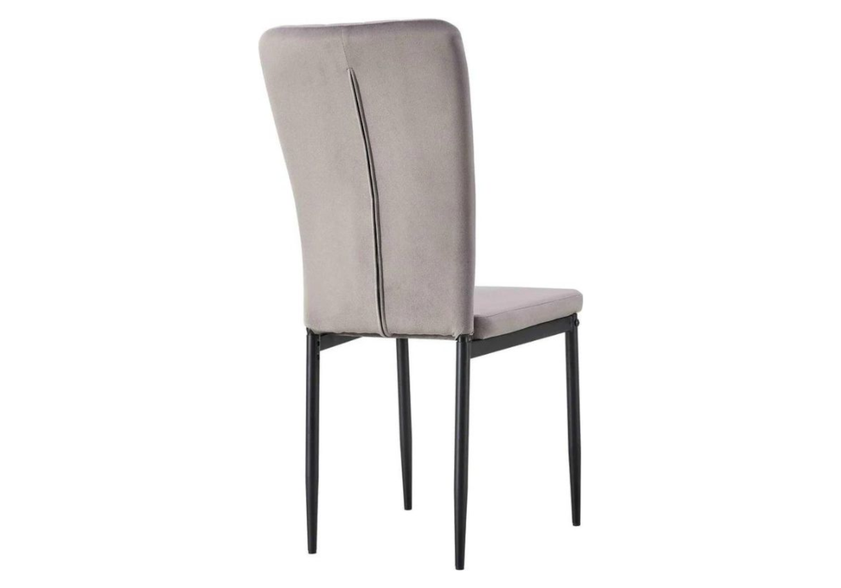 Chaise velours gris dossier haut et pieds noir - Stria x4