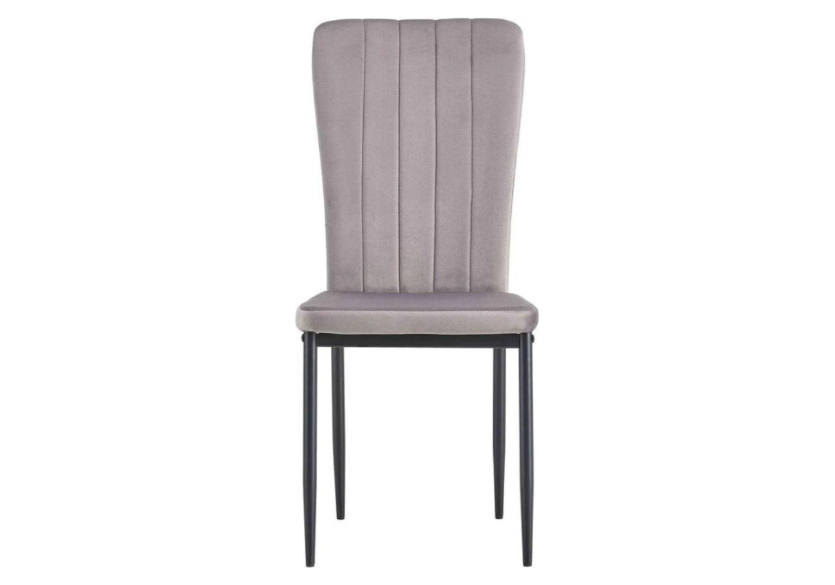 Chaise velours gris dossier haut et pieds noir - Stria x4