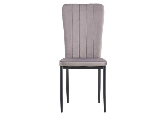Chaise velours gris dossier haut et pieds noir - Stria x4