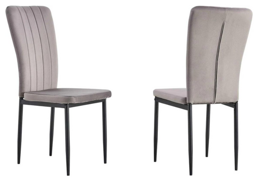 Chaise velours gris dossier haut et pieds noir - Stria x4