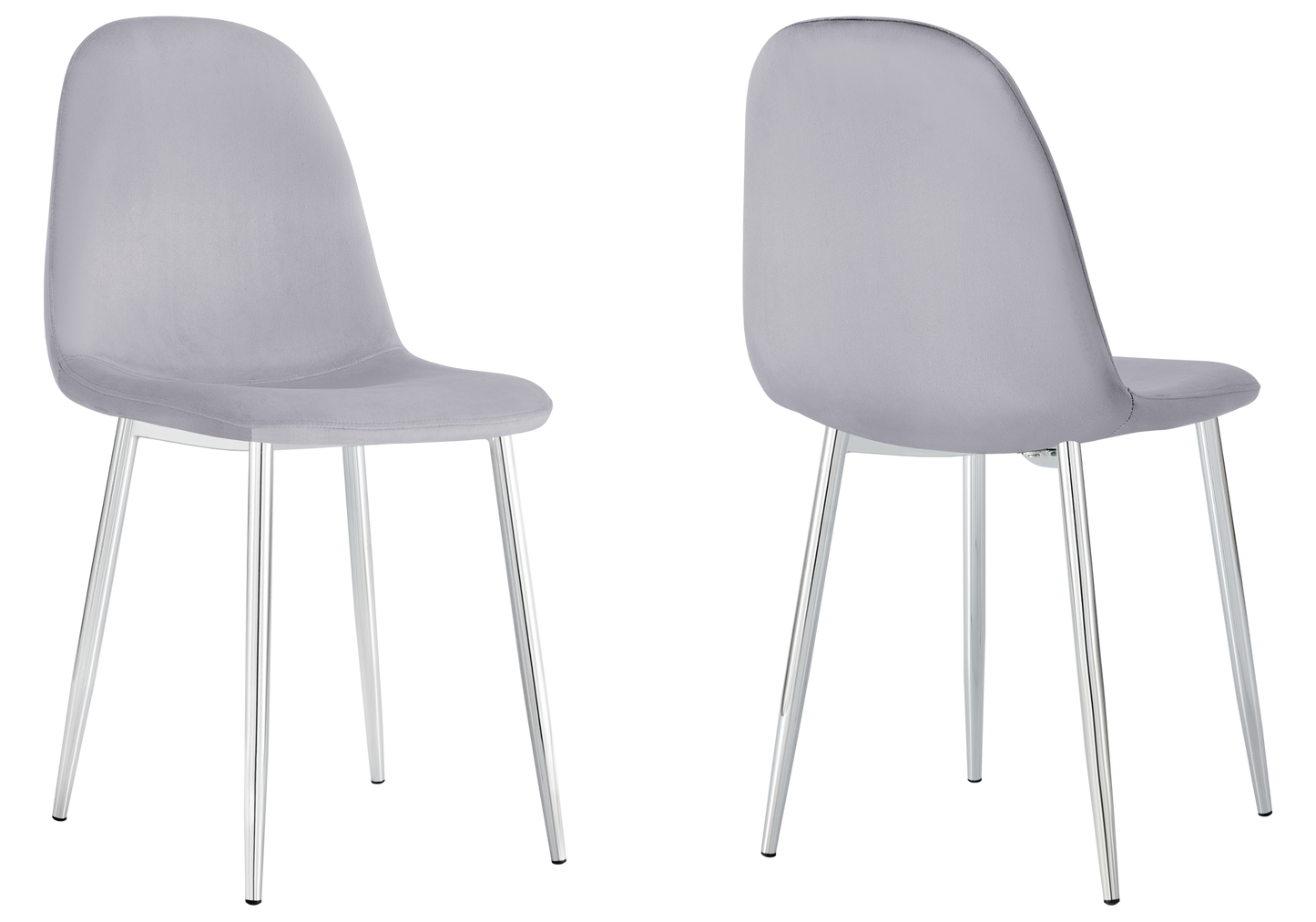 Chaise velours gris et pieds argent - Gina x6