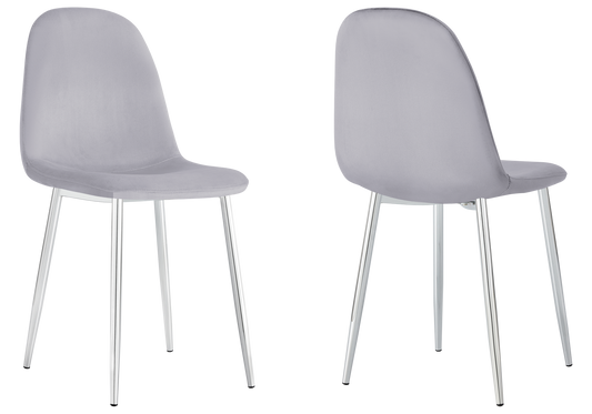 Chaise velours gris et pieds argent - Gina x6