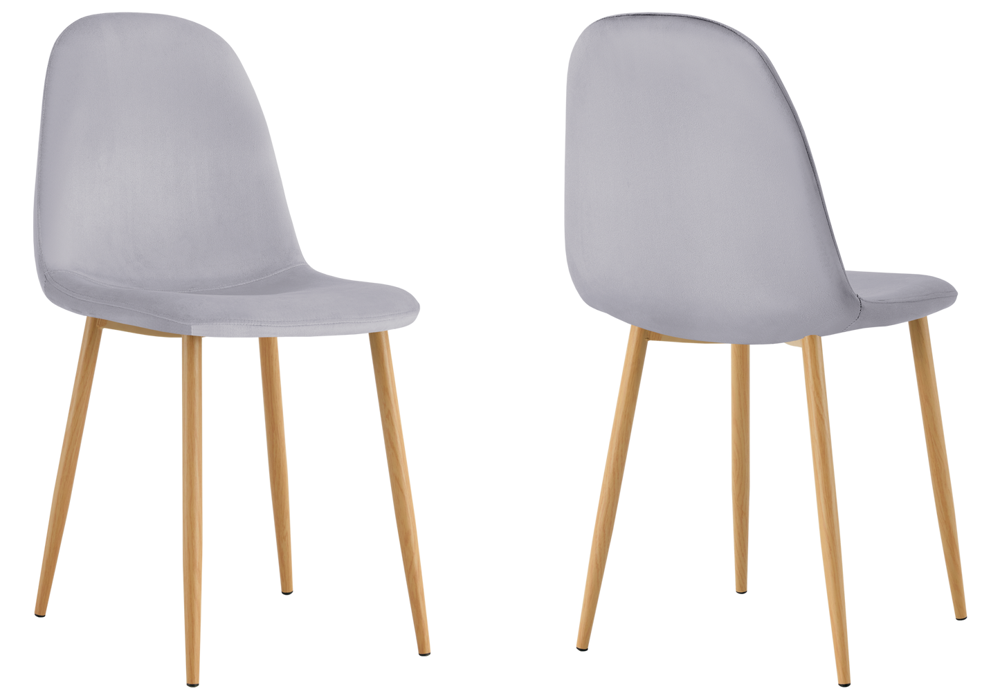 Chaise velours gris et pieds bois - Gina x6