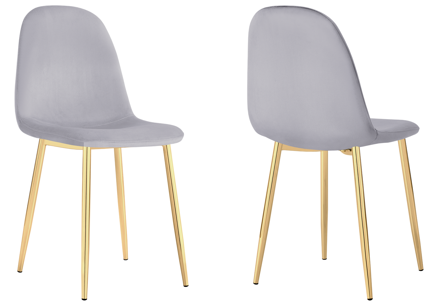 Chaise velours gris et pieds dorés - Gina x6