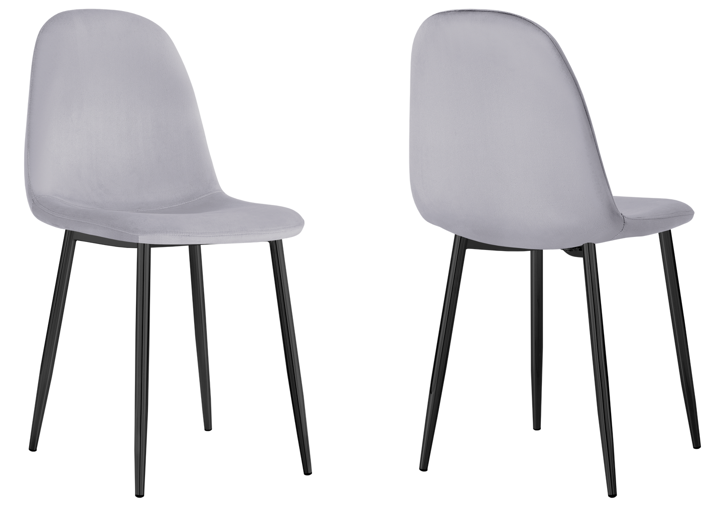 Chaise velours anthracite et pieds noirs - Gina x6
