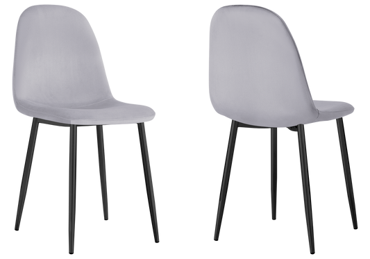 Chaise velours anthracite et pieds noirs - Gina x6