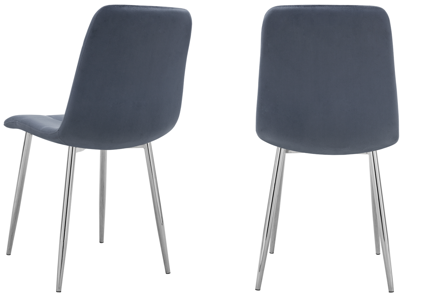 Chaise velours matelassée anthracite pieds argentés - Milan x4