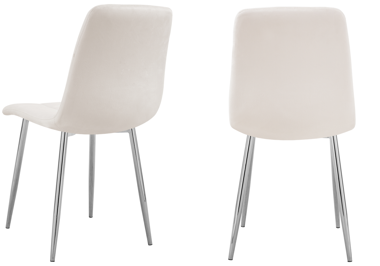 Chaise velours matelassée beige pieds argentés - Milan x4
