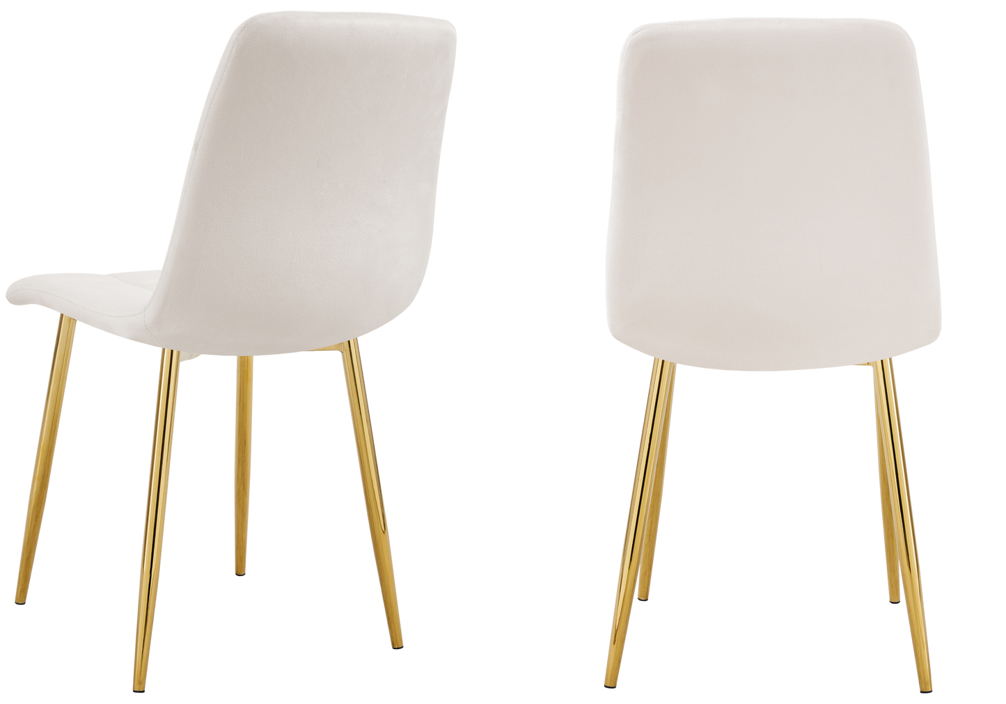 Chaise velours matelassée beige pieds dorés - Milan x4