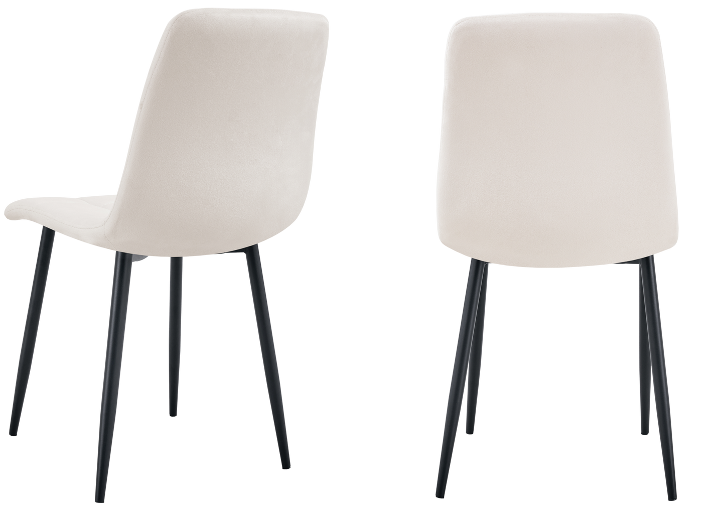 Chaise velours matelassée beige pieds noirs - Milan x4