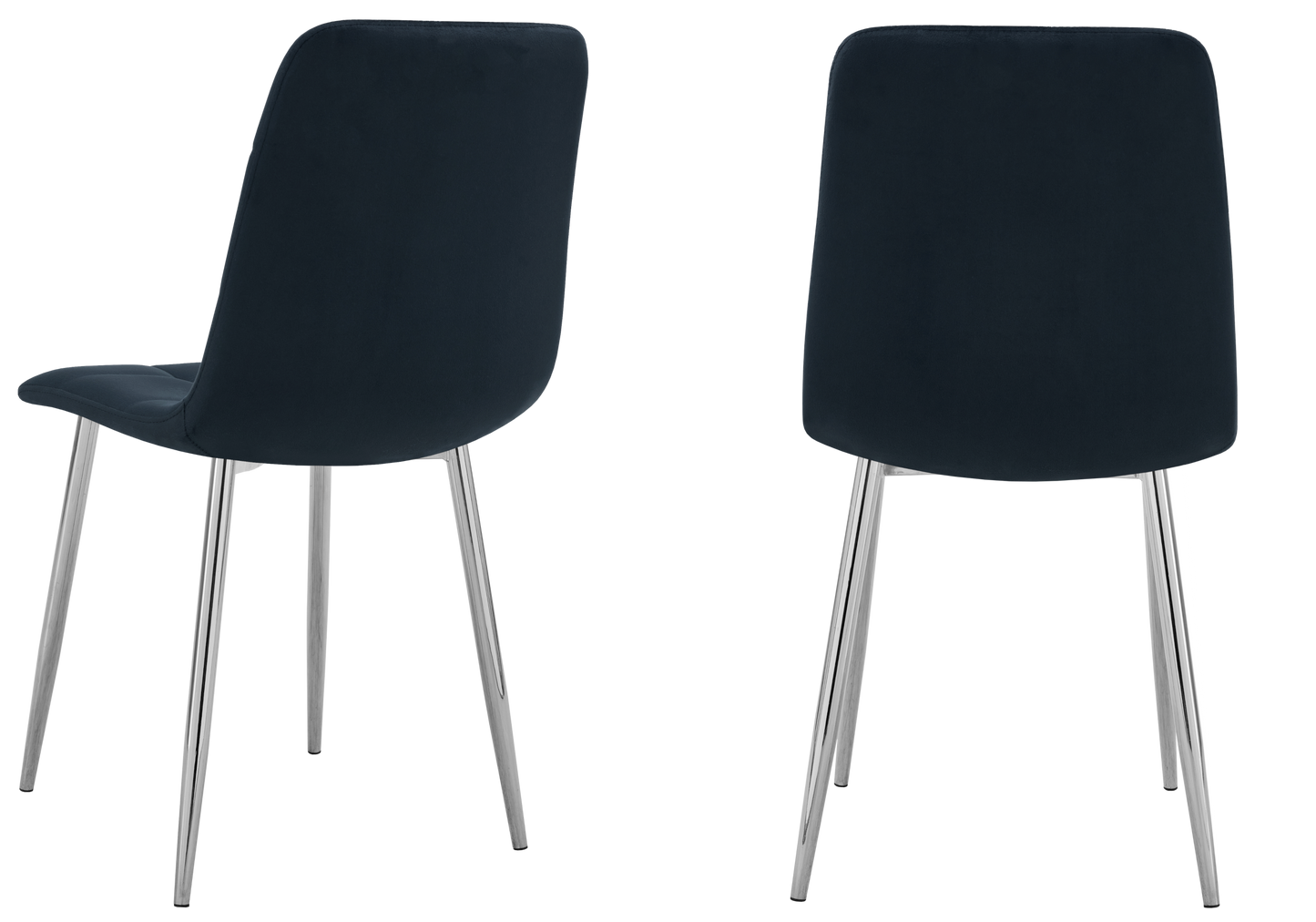 Chaise velours matelassée noire pieds argentés - Milan x4