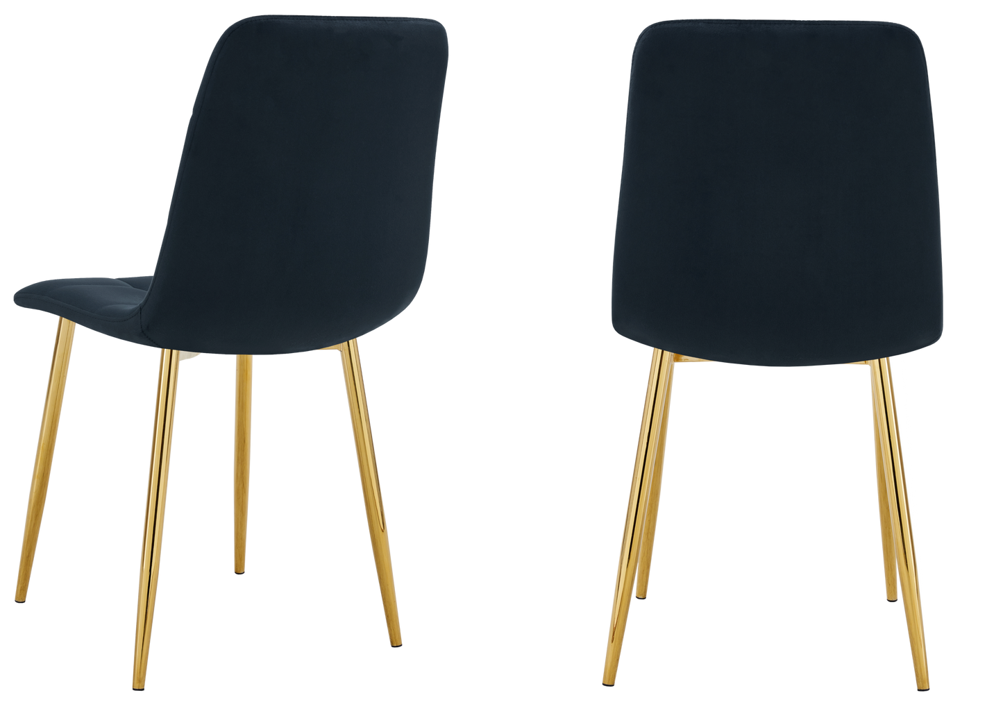 Chaise velours matelassée noire pieds dorés - Milan x4