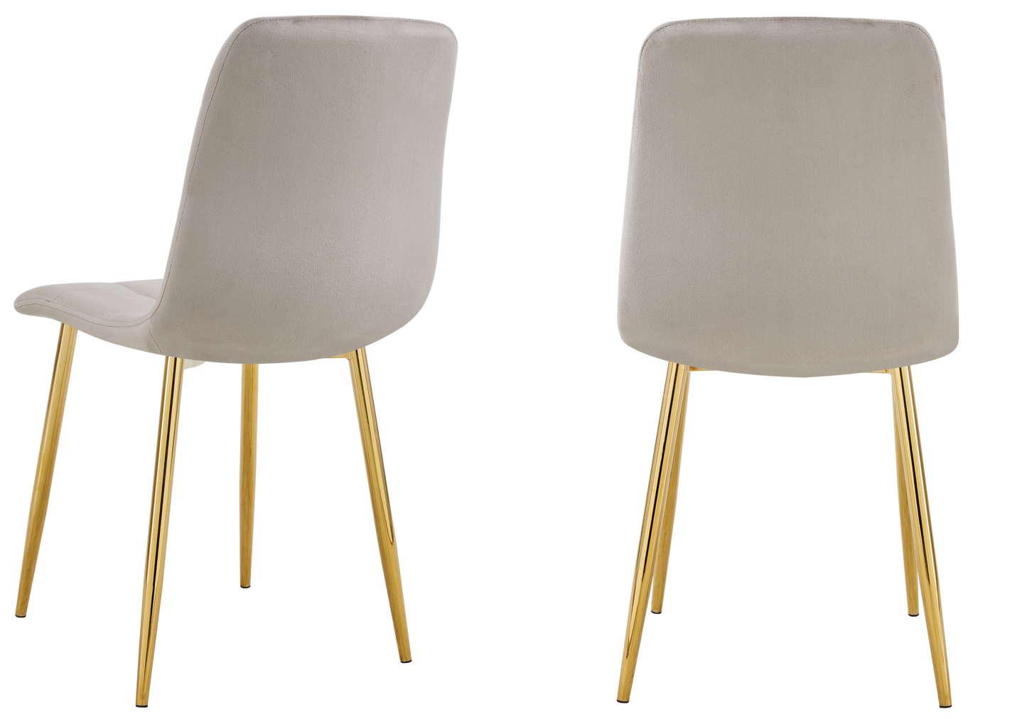 Chaise velours matelassée taupe pieds dorés - Milan x4
