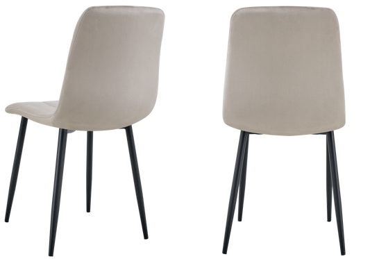 Chaise velours matelassée taupe pieds noirs - Milan x4