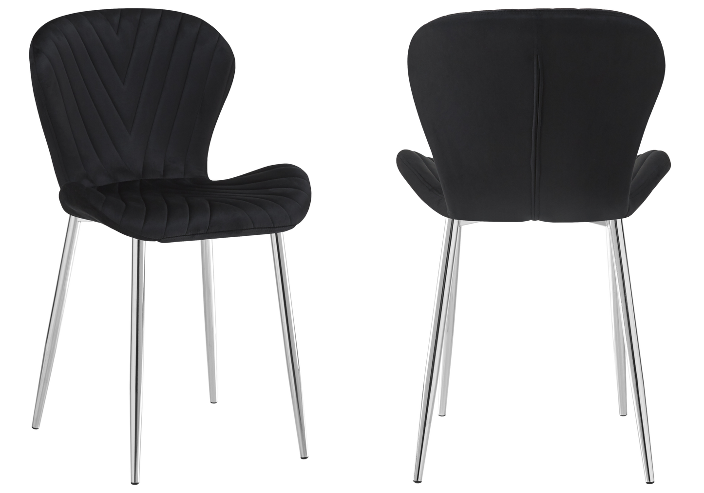 Chaise velours noir pieds argent – Syra x4
