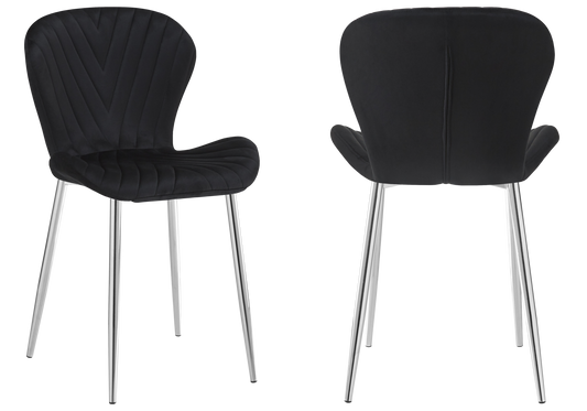 Chaise velours noir pieds argent – Syra x4