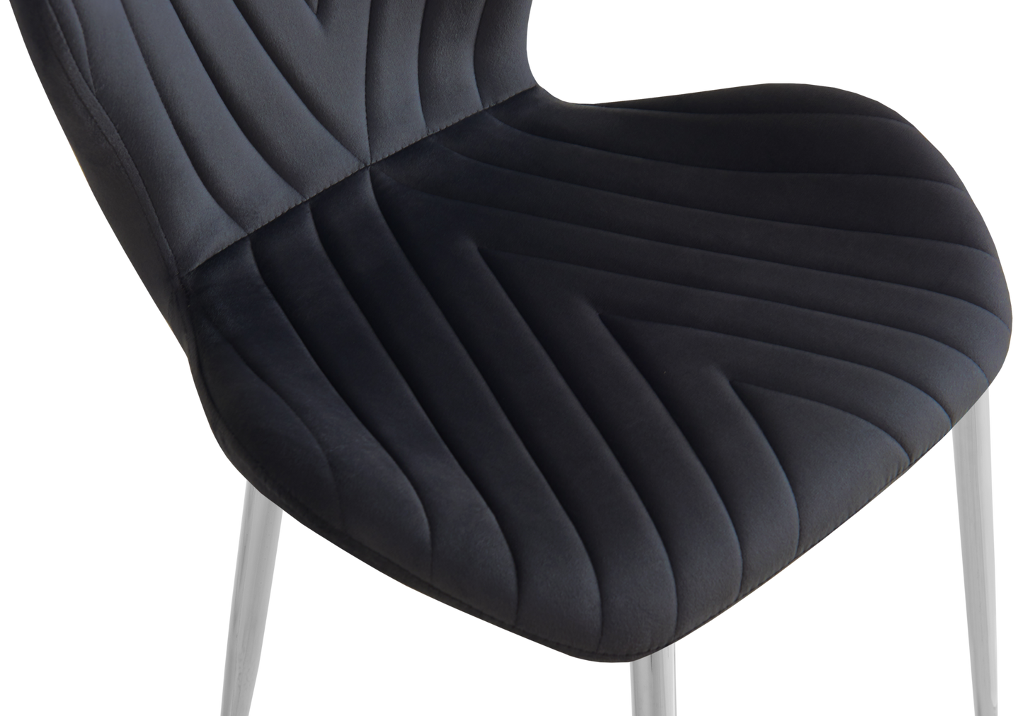 Chaise velours noir pieds argent – Syra x4