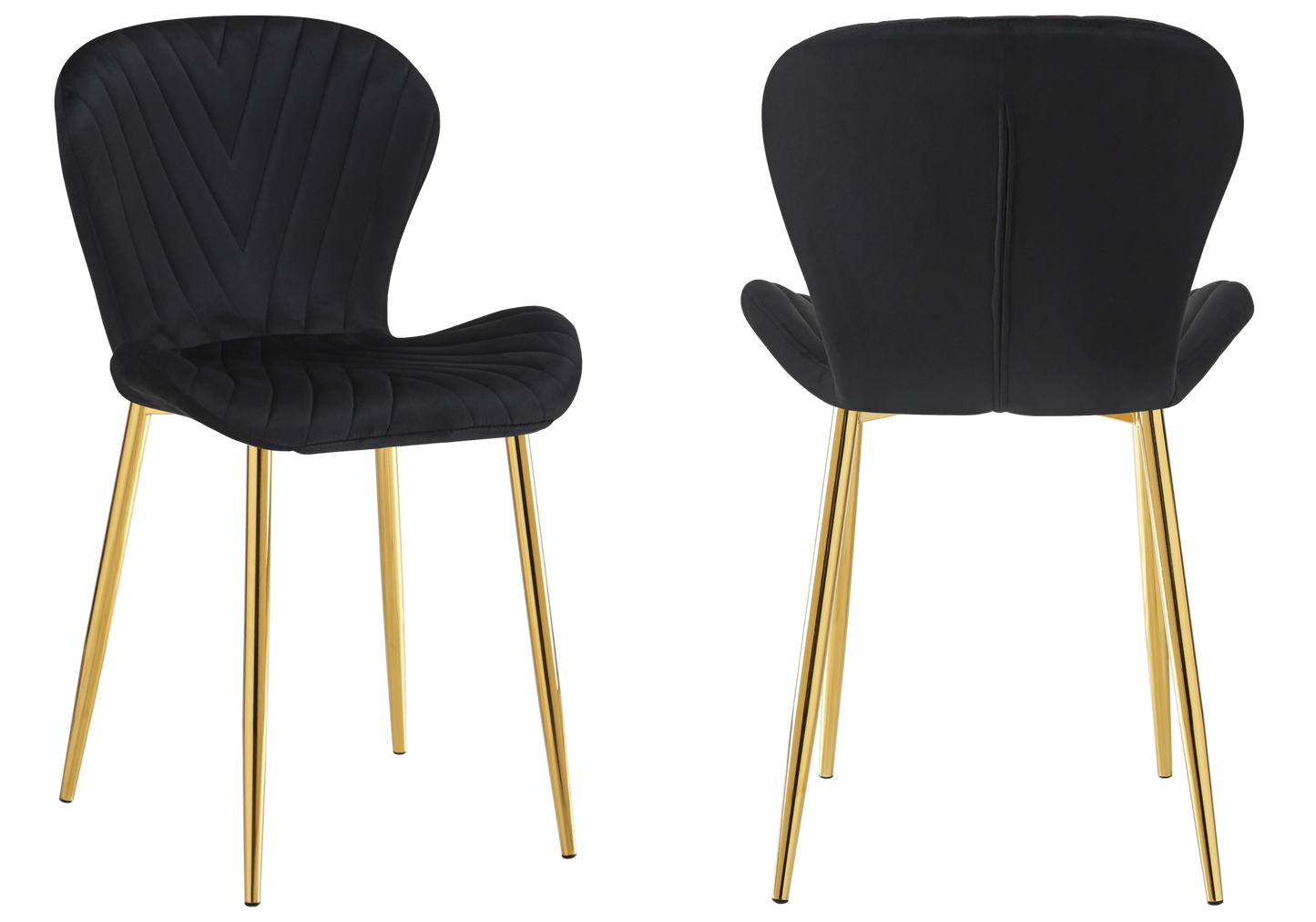 Chaise velours noir pieds dorés – Syra x4