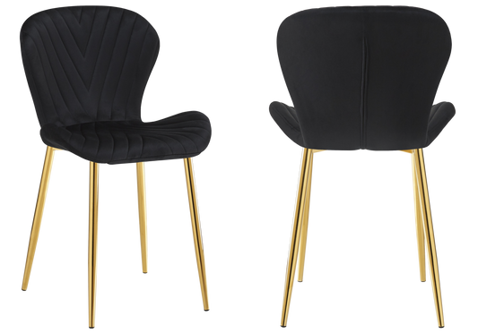 Chaise velours noir pieds dorés – Syra x4