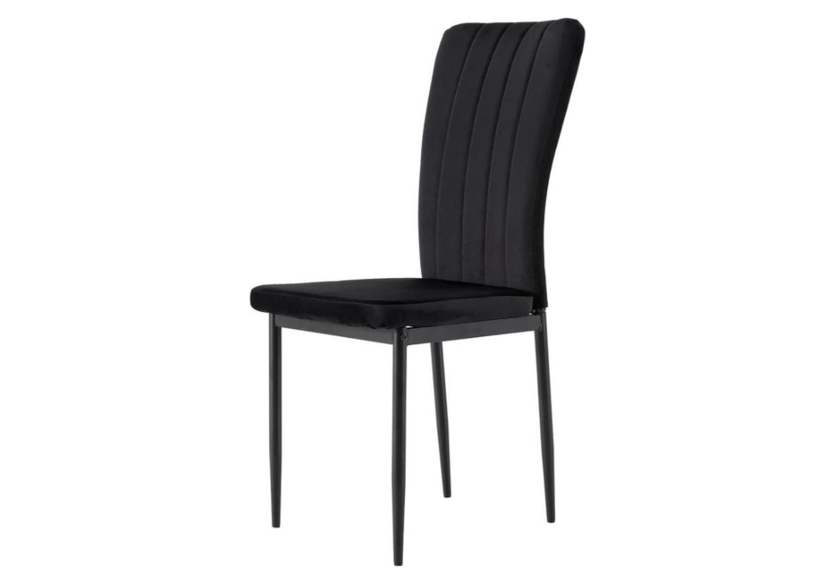 Chaise velours noir dossier haut et pieds noir - Stria x4