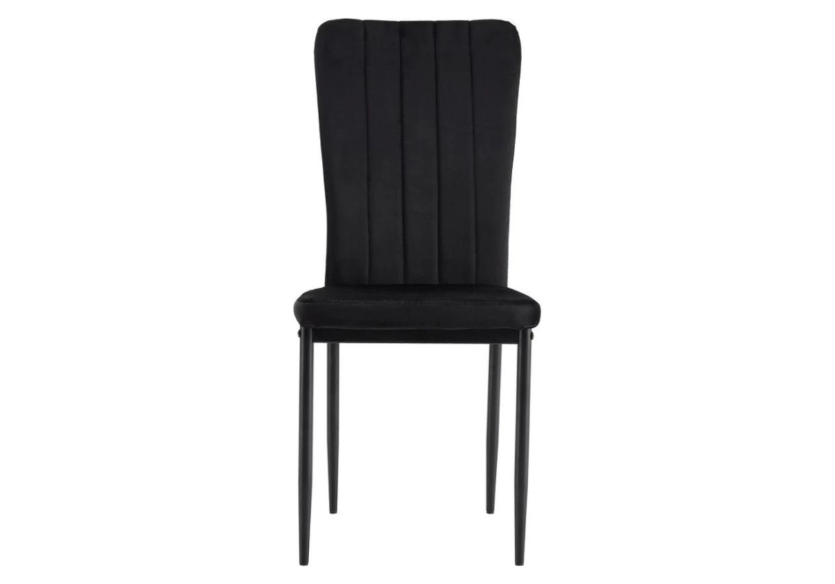 Chaise velours noir dossier haut et pieds noir - Stria x4