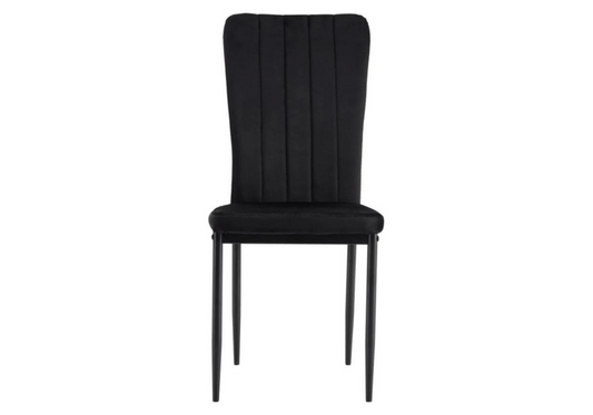 Chaise velours noir dossier haut et pieds noir - Stria x4