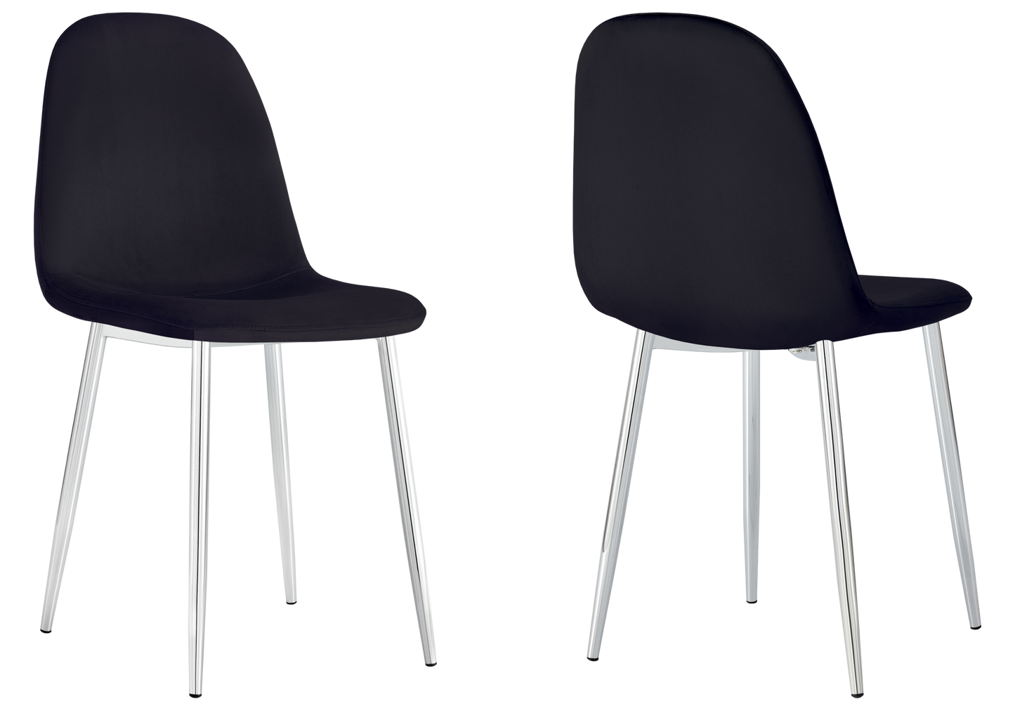 Chaise velours noir et pieds argent - Gina x6