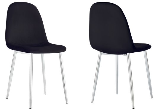 Chaise velours noir et pieds argent - Gina x6