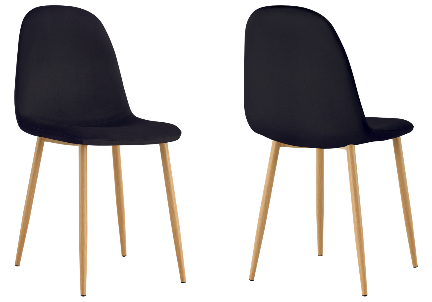 Chaise velours noir et pieds bois - Gina x6